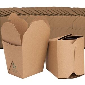 200 Brown Recyclable Takeout Boxes Sealed in Plastic